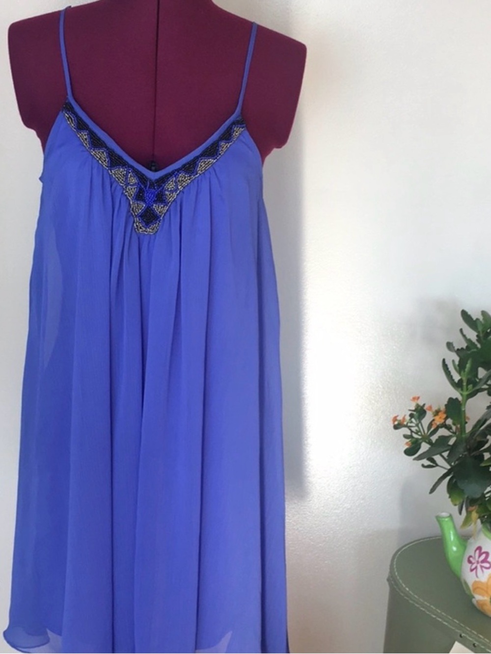 Express Blue Beaded Dress